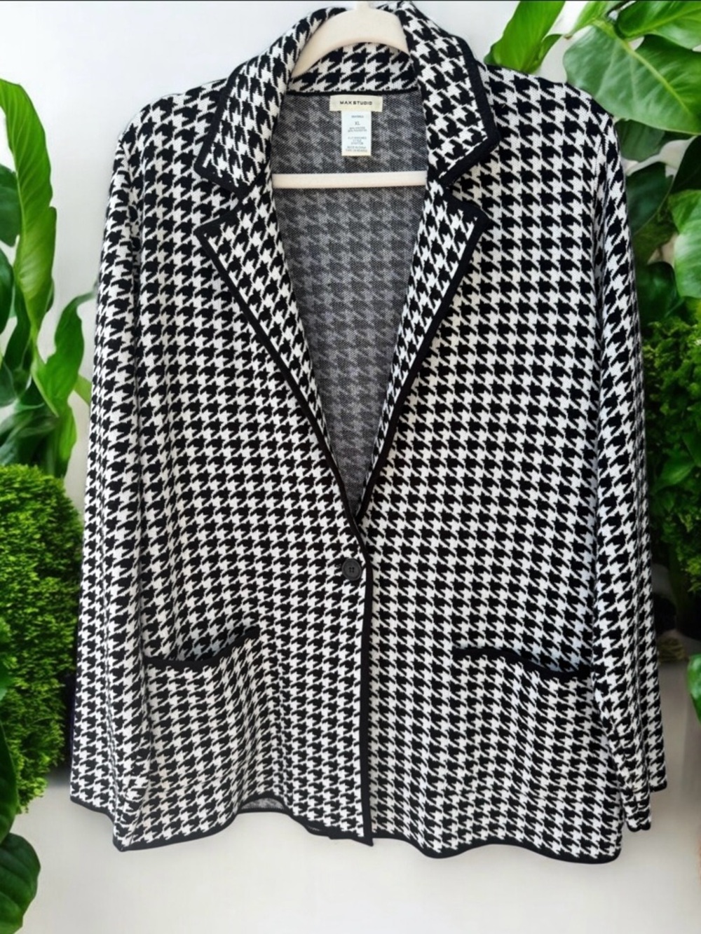 Max Studio Houndstooth Sweater Blazer XL